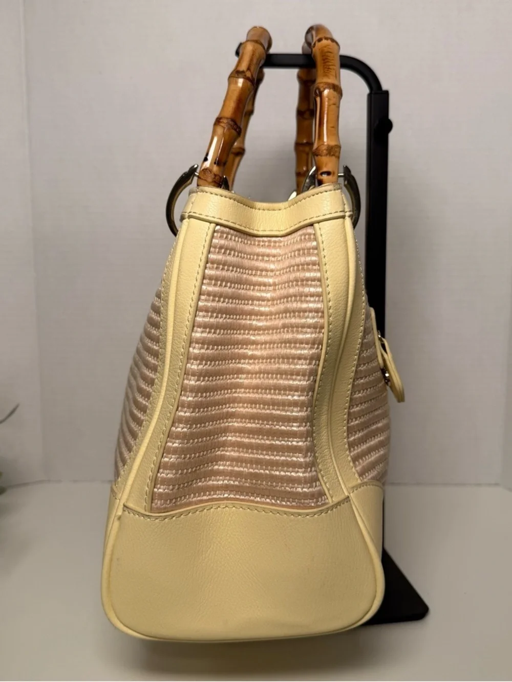Spartina 449 Pearl Bamboo Chic Satchel Straw Woven Handbag